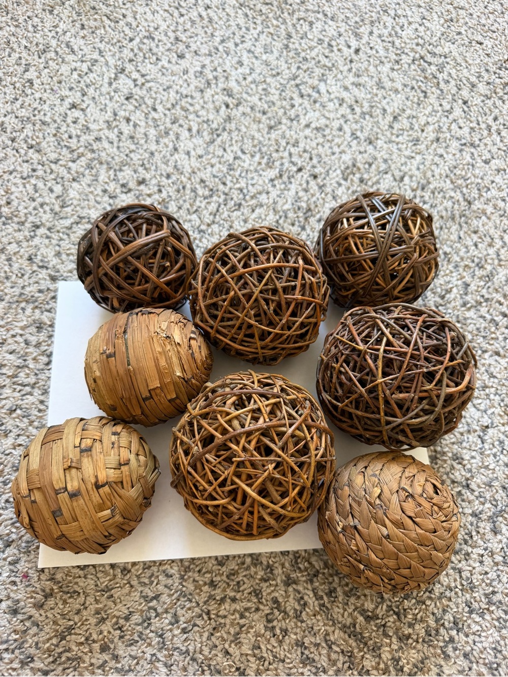 Natural Wicker and Rattan Decorative Balls - Brown Set